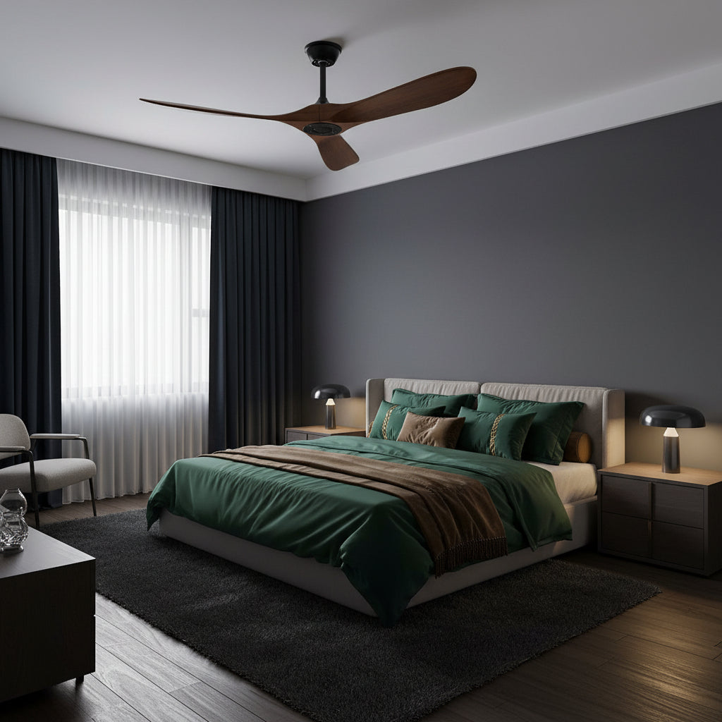 Lights & Brights Modern Remote-Controlled Ceiling Fan – Wood Blades & Metal