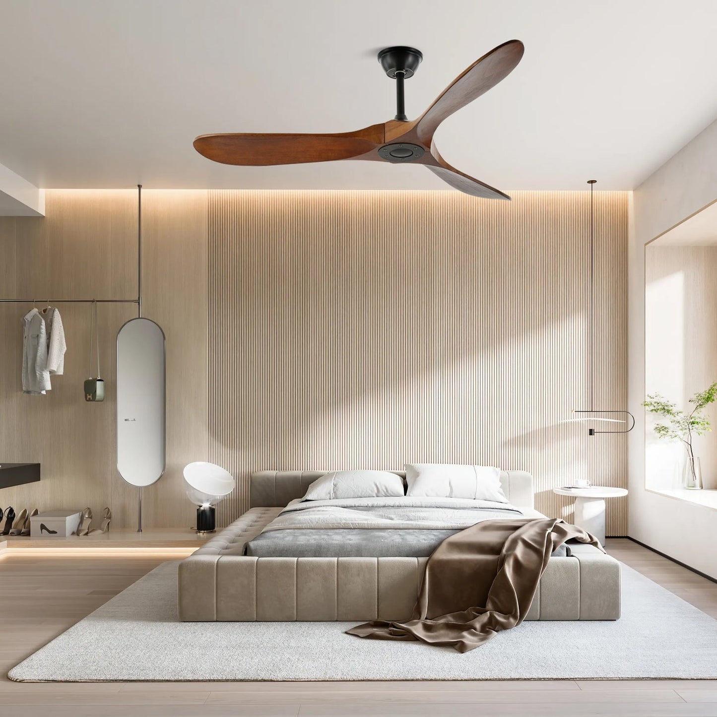 Lights & Brights Modern Remote-Controlled Ceiling Fan – Wood Blades & Metal