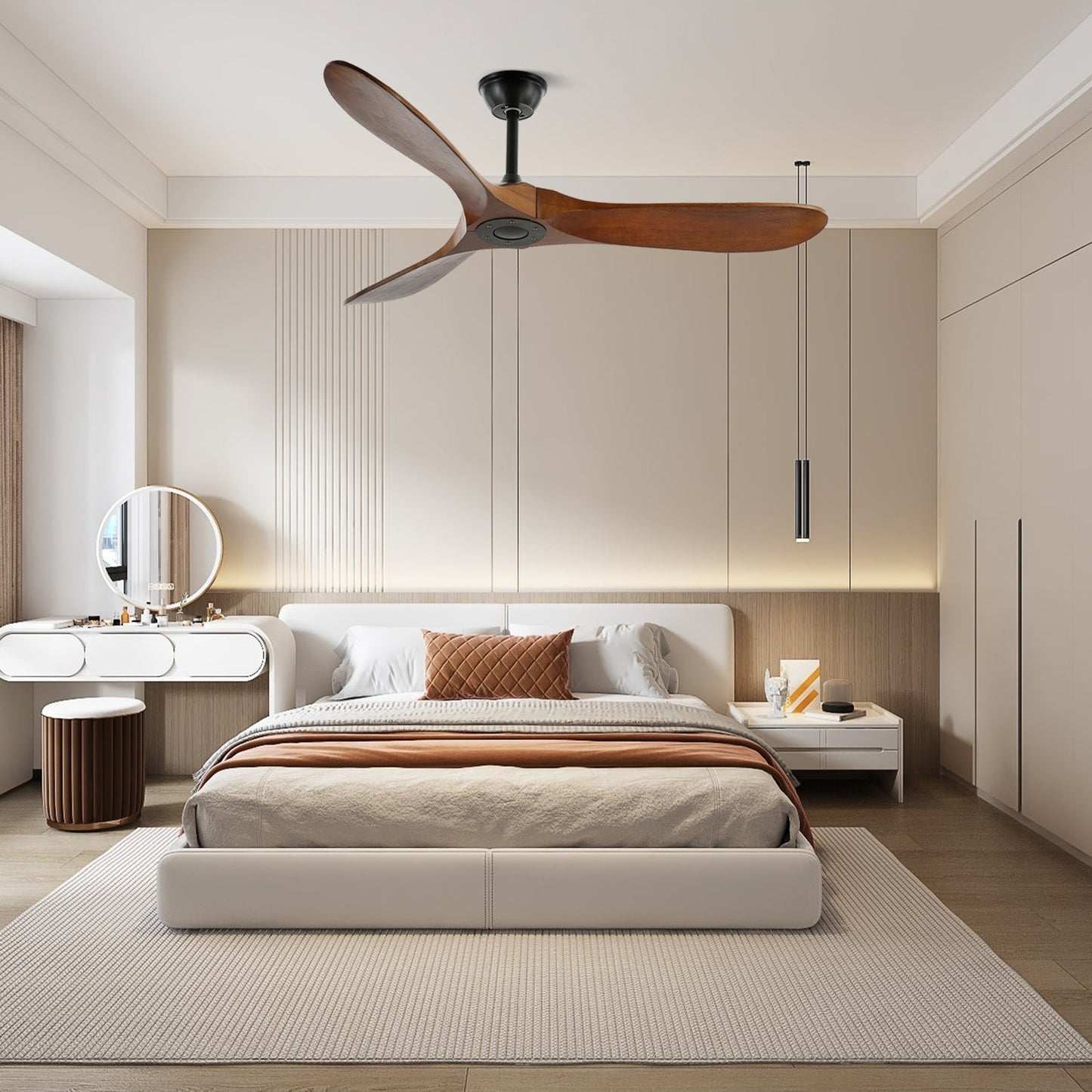 Lights & Brights Modern Remote-Controlled Ceiling Fan – Wood Blades & Metal