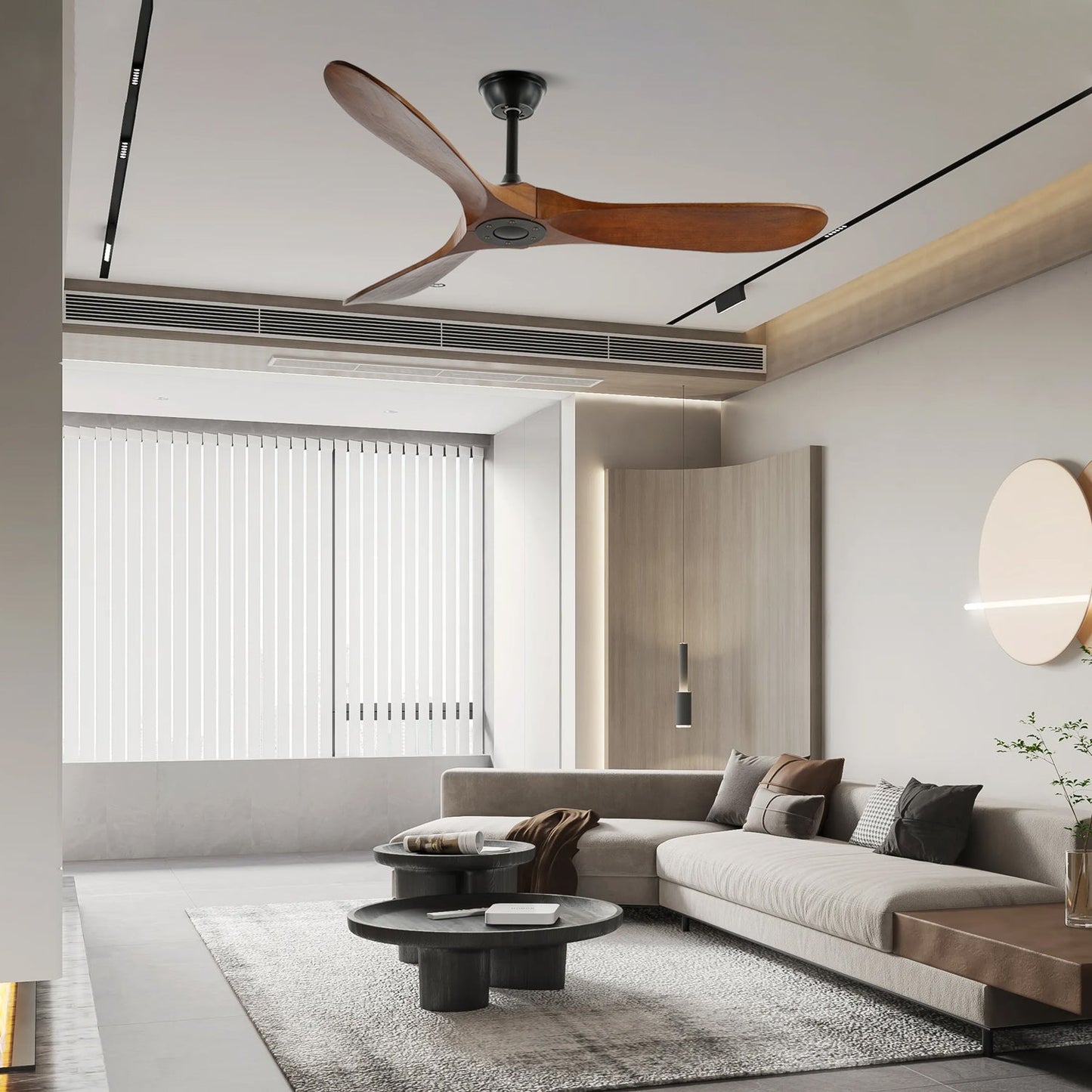 Lights & Brights Modern Remote-Controlled Ceiling Fan – Wood Blades & Metal