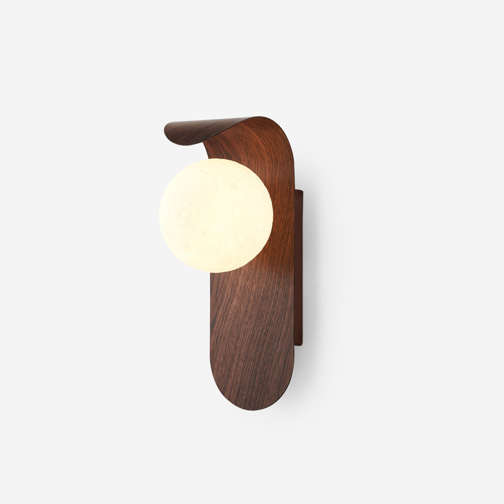 Lights & Brights Modern Timber Globe Wall Lamp – Metal & Glass