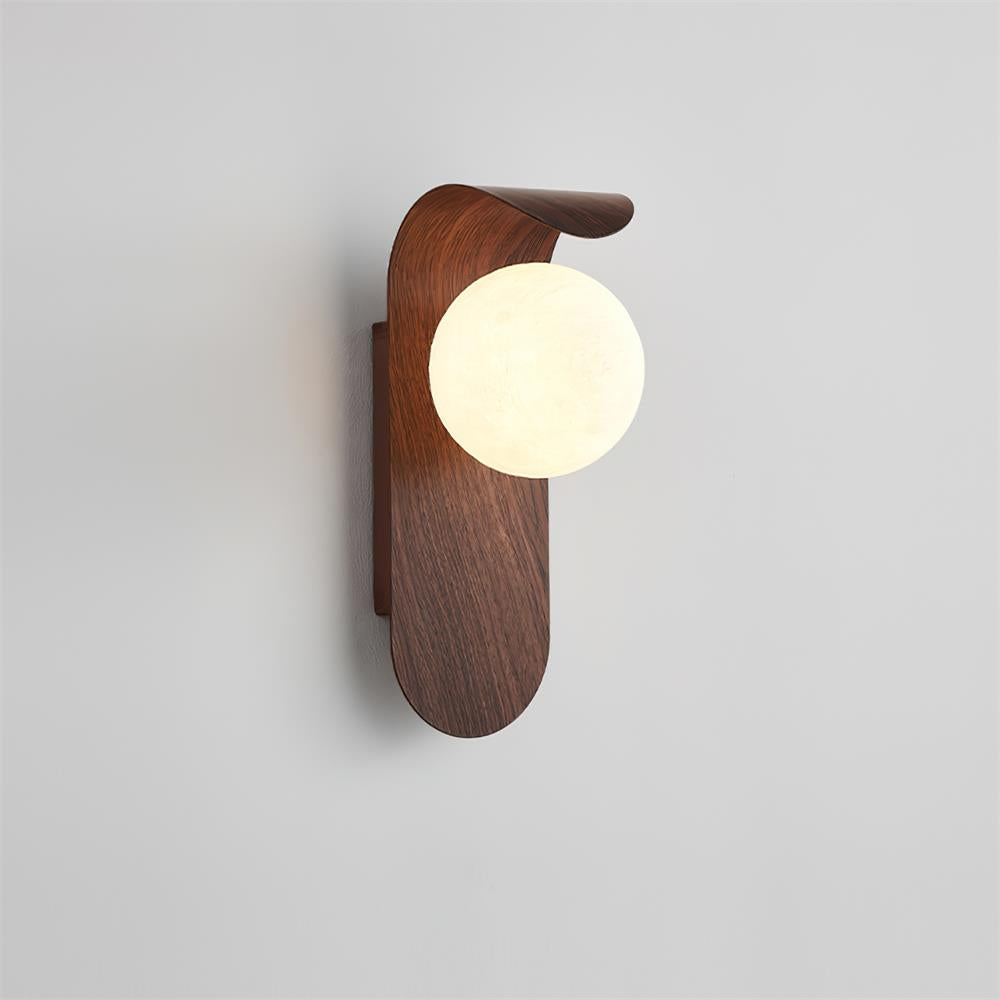 Lights & Brights Modern Timber Globe Wall Lamp – Metal & Glass