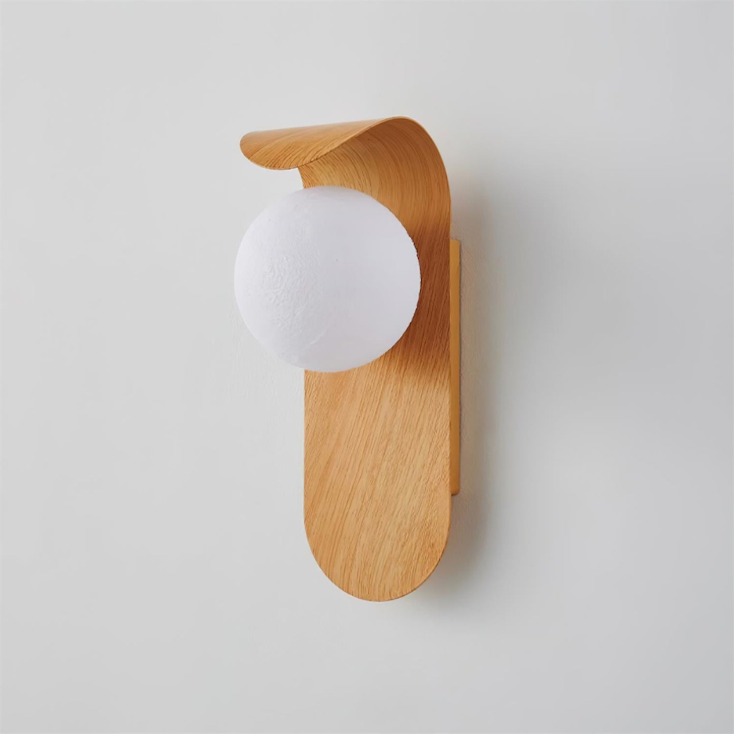 Lights & Brights Modern Timber Globe Wall Lamp – Metal & Glass