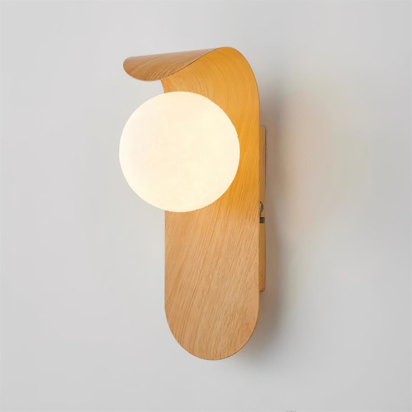 Lights & Brights Modern Timber Globe Wall Lamp – Metal & Glass