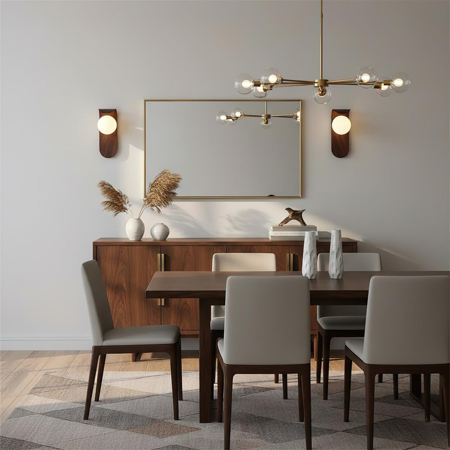 Lights & Brights Modern Timber Globe Wall Lamp – Metal & Glass