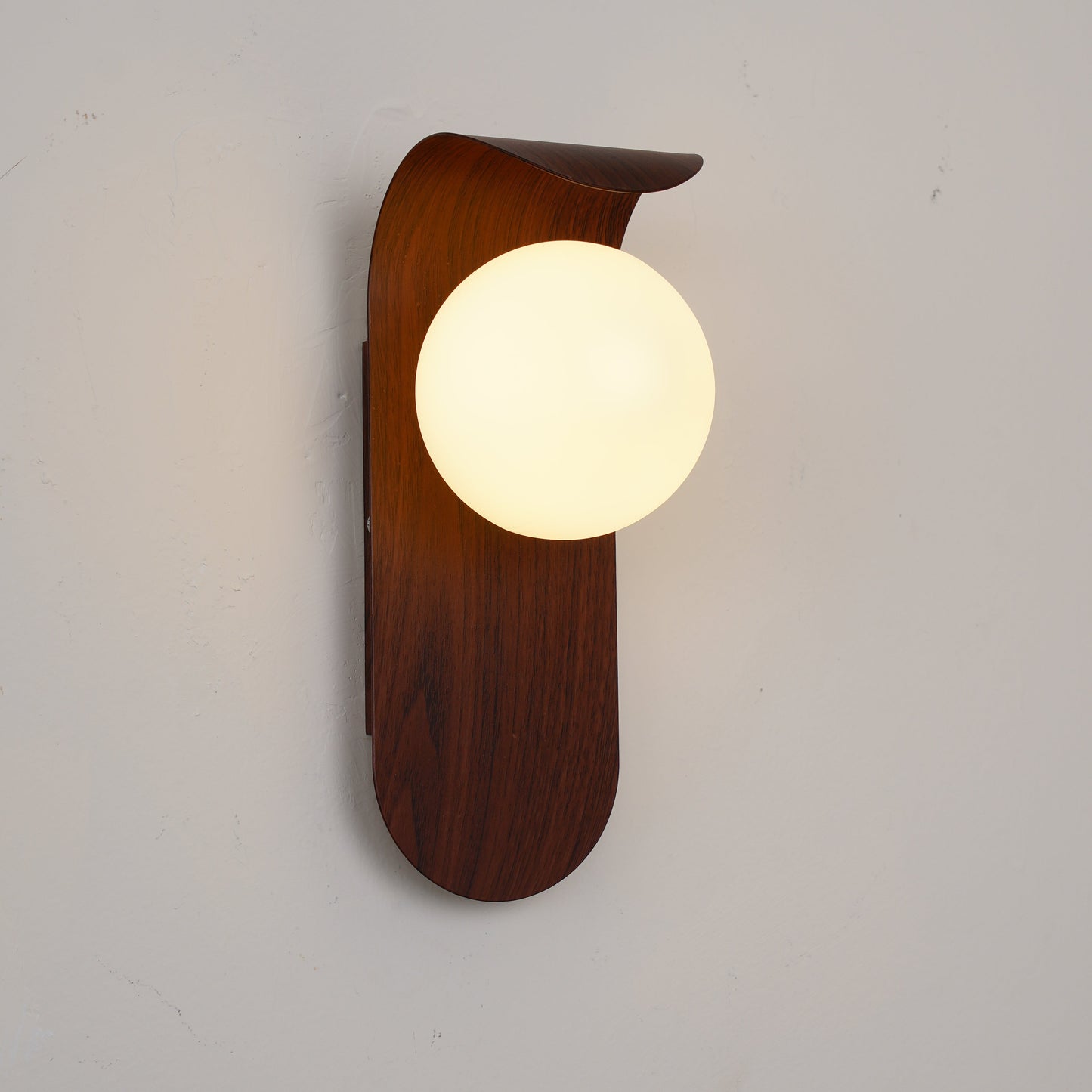 Lights & Brights Modern Timber Globe Wall Lamp – Metal & Glass