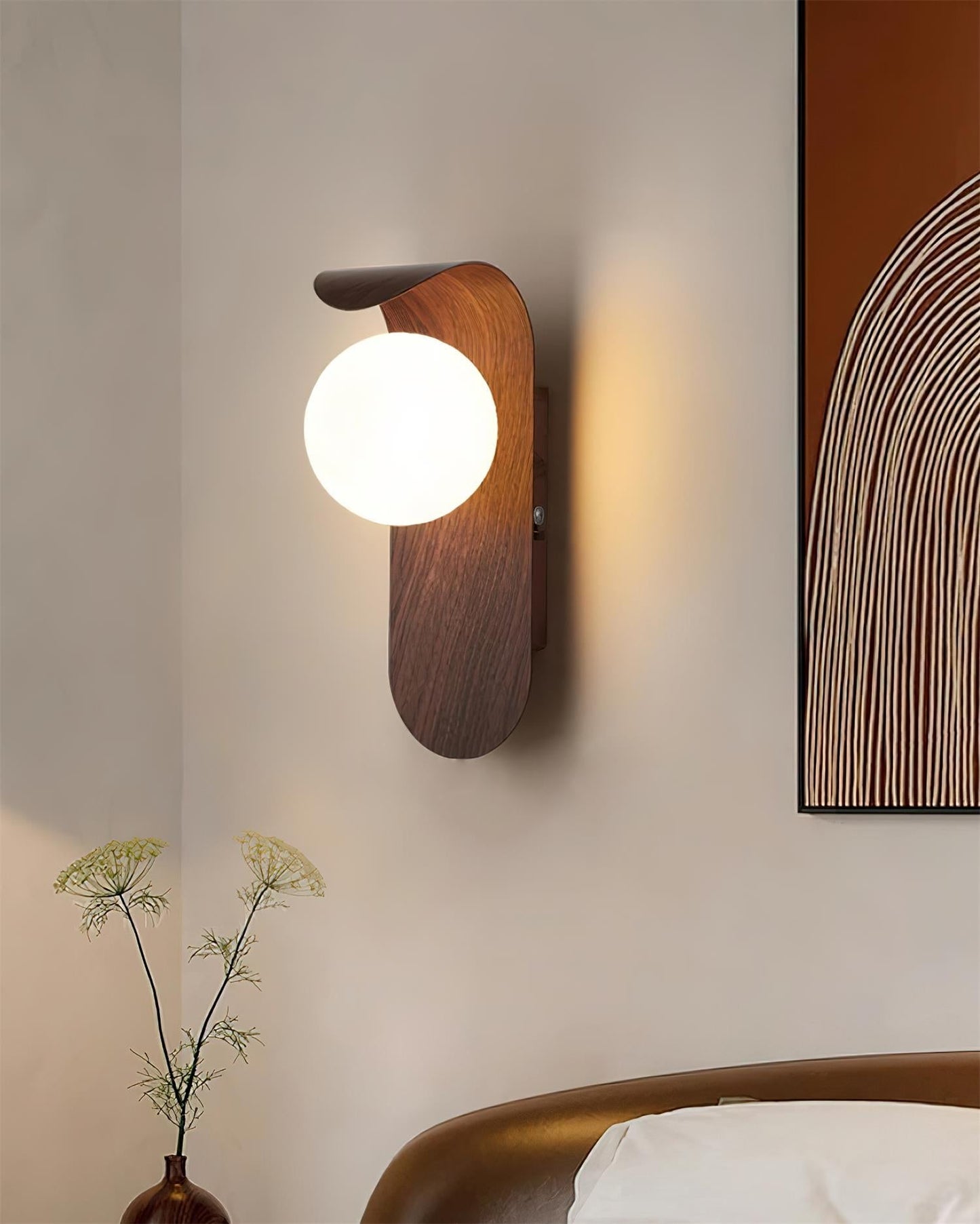Lights & Brights Modern Timber Globe Wall Lamp – Metal & Glass