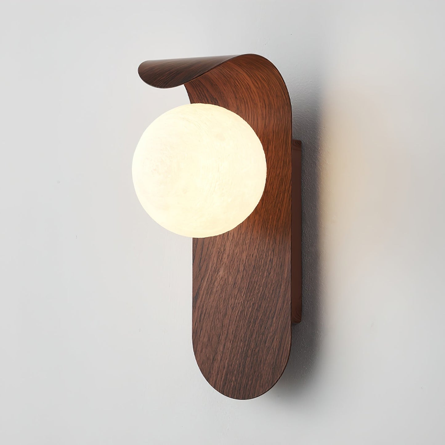 Lights & Brights Modern Timber Globe Wall Lamp – Metal & Glass