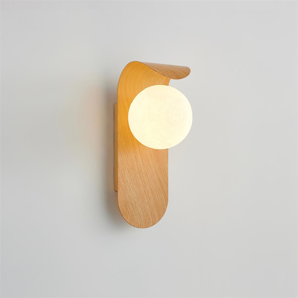Lights & Brights Modern Timber Globe Wall Lamp – Metal & Glass