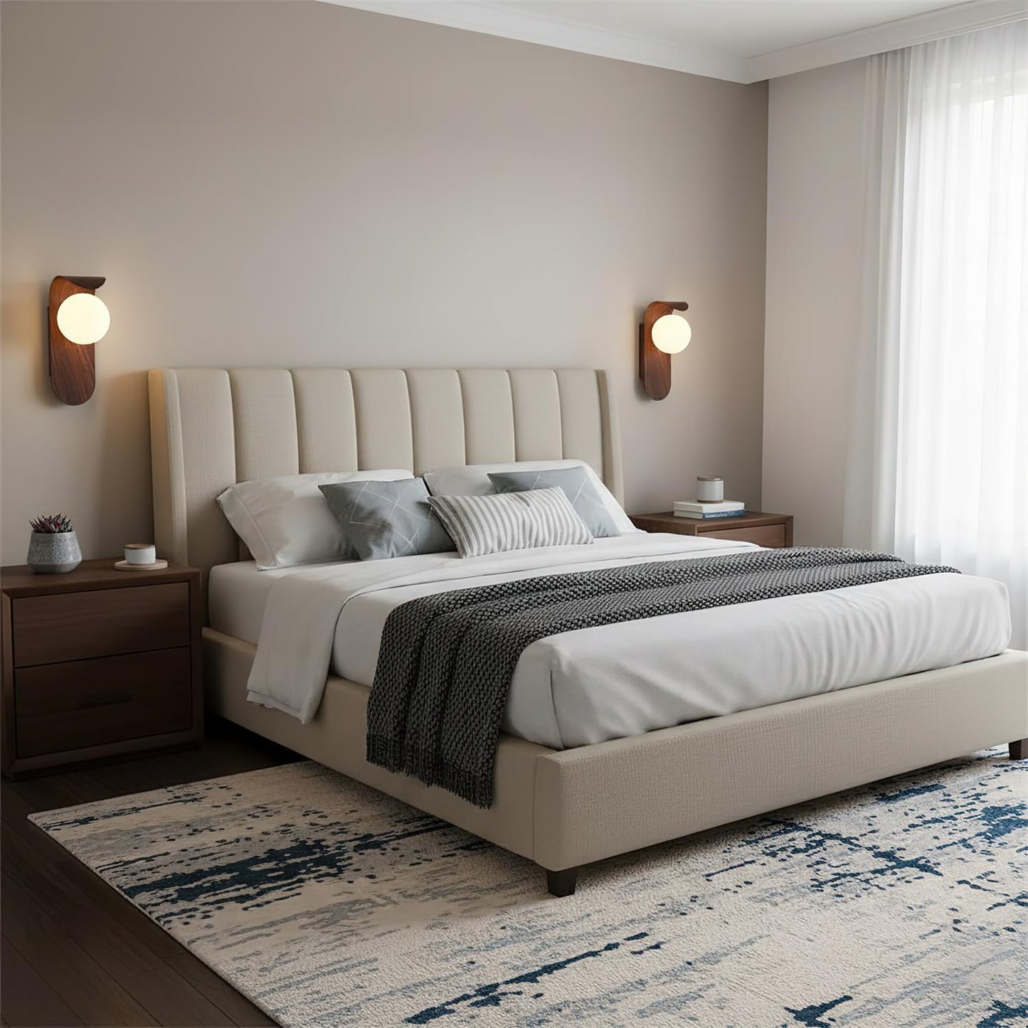 Lights & Brights Modern Timber Globe Wall Lamp – Metal & Glass