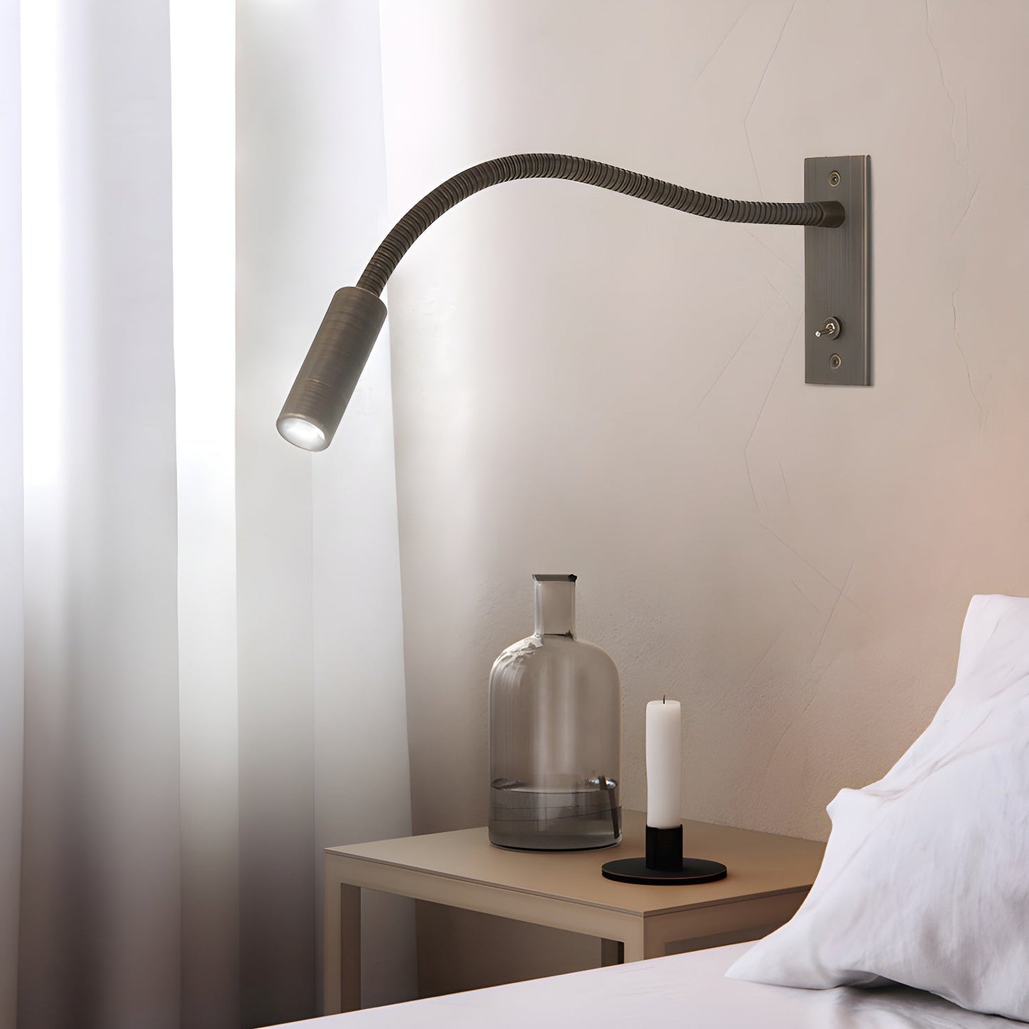 Lights & Brights Flexible Gooseneck Wall Reading Light