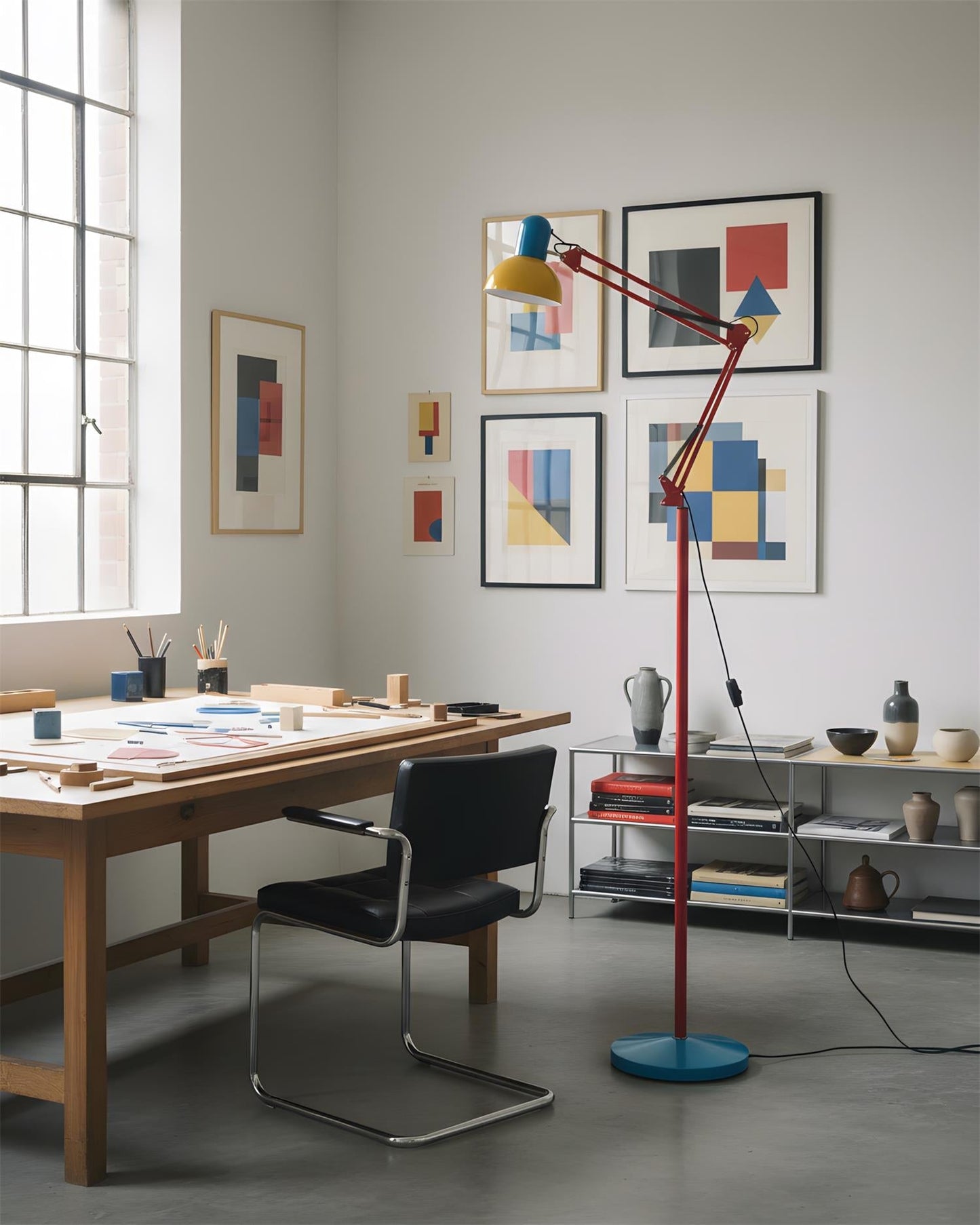 Lights & Brights Modern Adjustable Neck LED Floor Lamp – Metal