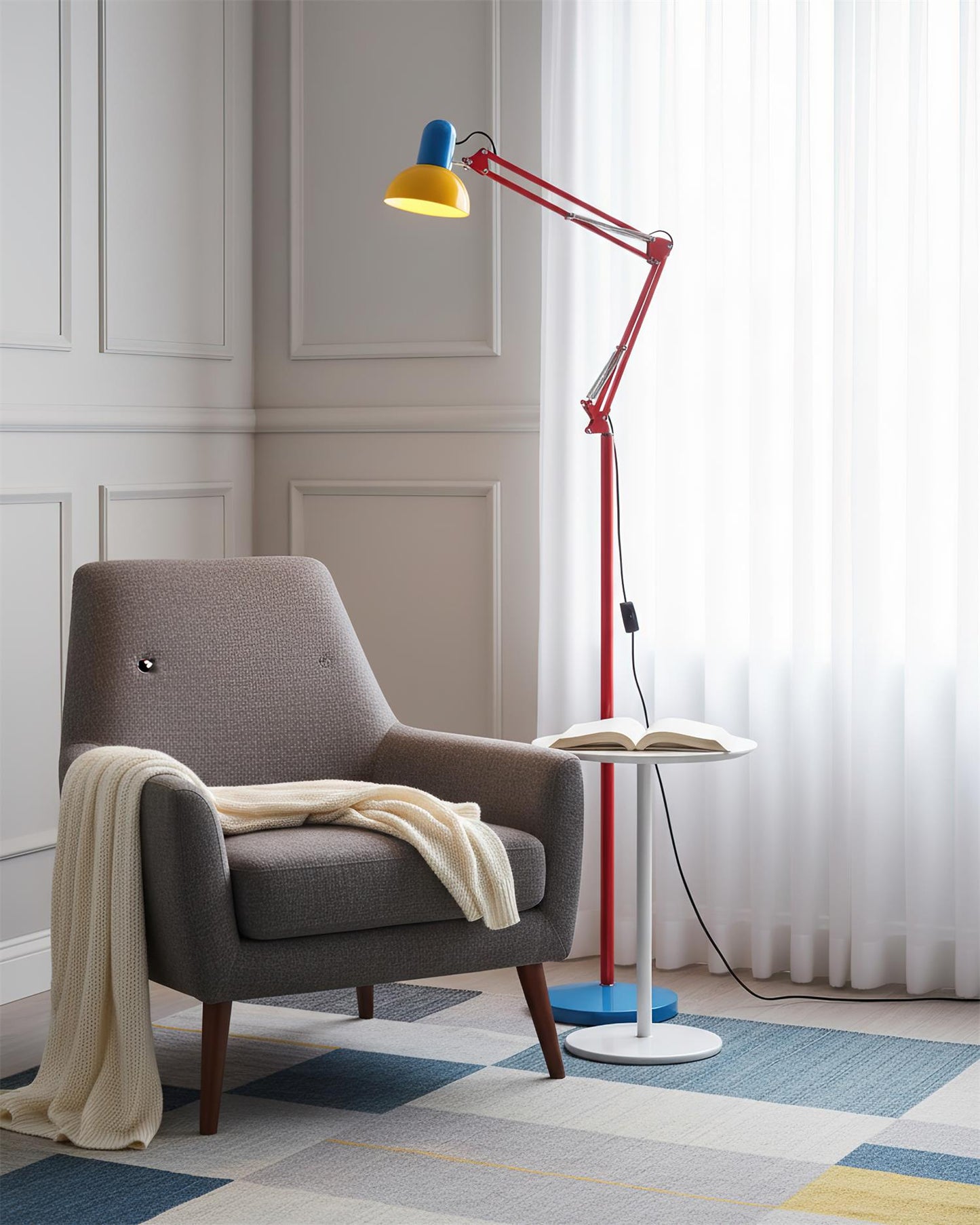 Lights & Brights Modern Adjustable Neck LED Floor Lamp – Metal