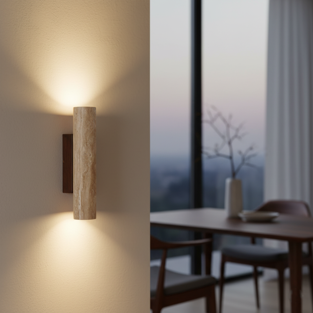 Lights & Brights Japandi Travertine Stone Wall Light – Up & Down