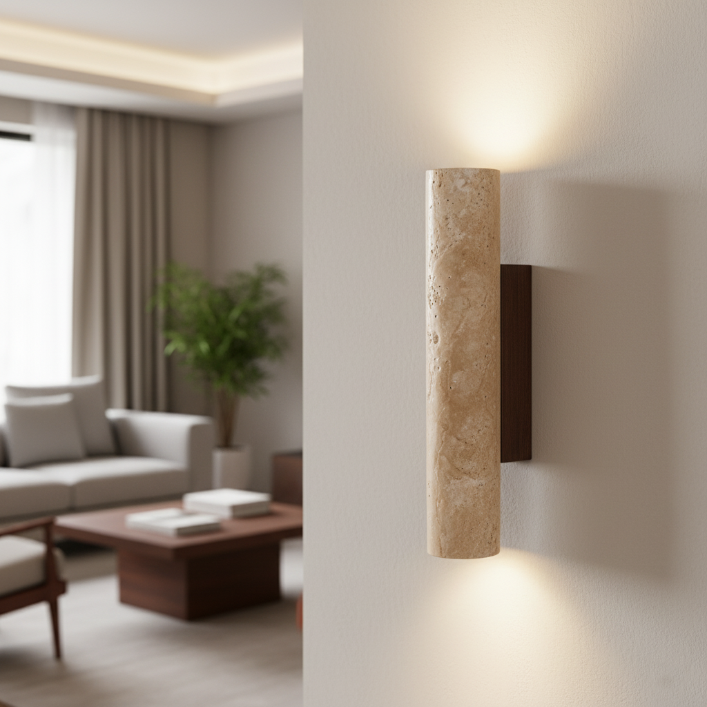 Lights & Brights Japandi Travertine Stone Wall Light – Up & Down