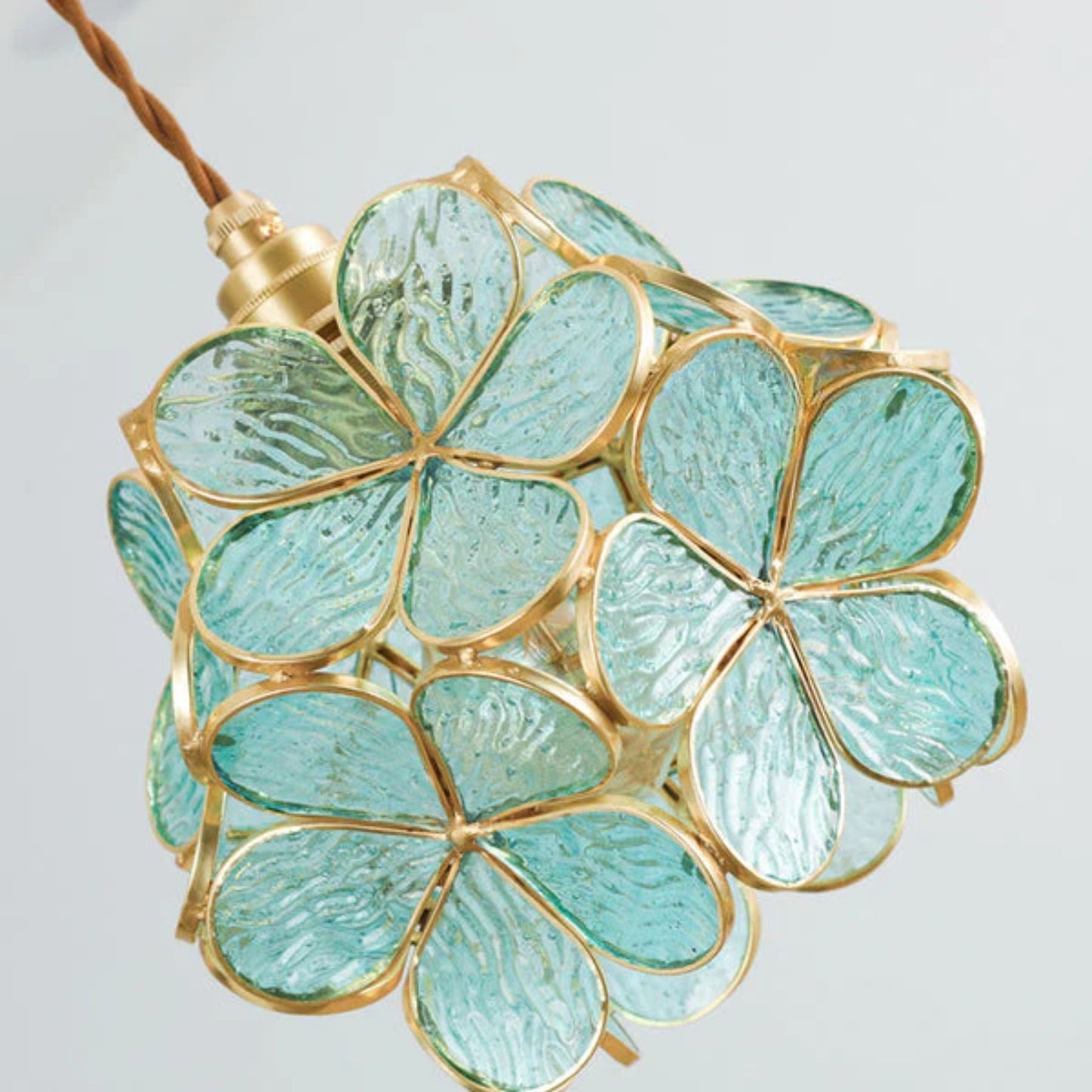 Lights & Brights Retro Floral Glass Pendant Light – Glass & Brass