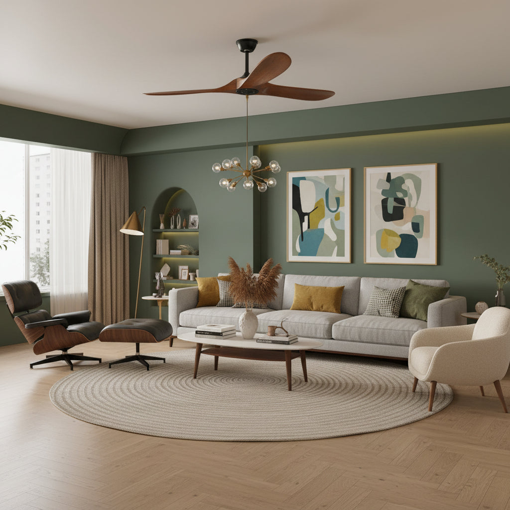 Lights & Brights Modern Remote-Controlled Ceiling Fan – Wood Blades & Metal
