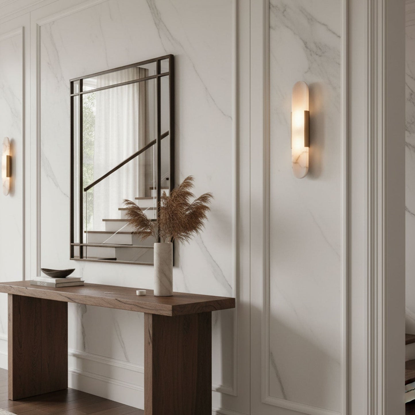 Lights & Brights Vertical Alabaster Stone Wall Sconce – Metal & Stone