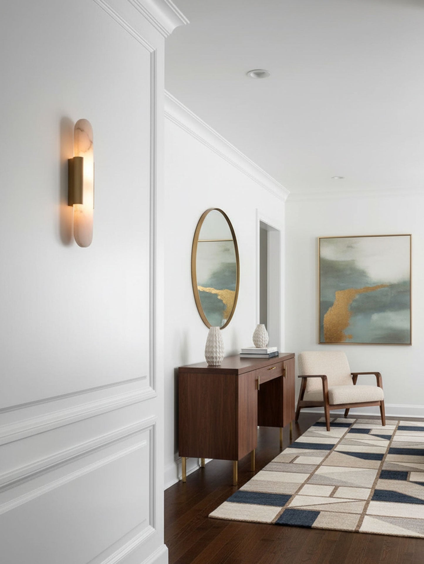Lights & Brights Vertical Alabaster Stone Wall Sconce – Metal & Stone