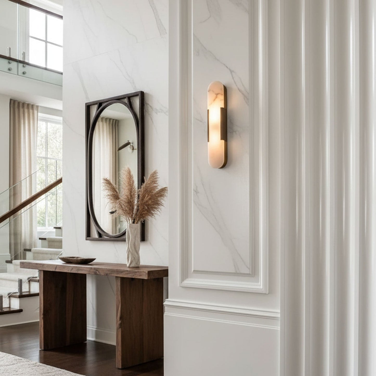 Lights & Brights Vertical Alabaster Stone Wall Sconce – Metal & Stone