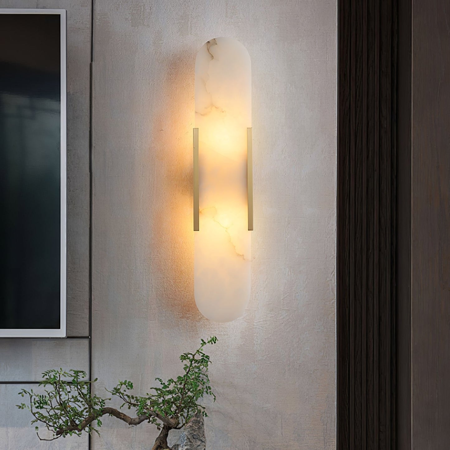 Lights & Brights Vertical Alabaster Stone Wall Sconce – Metal & Stone