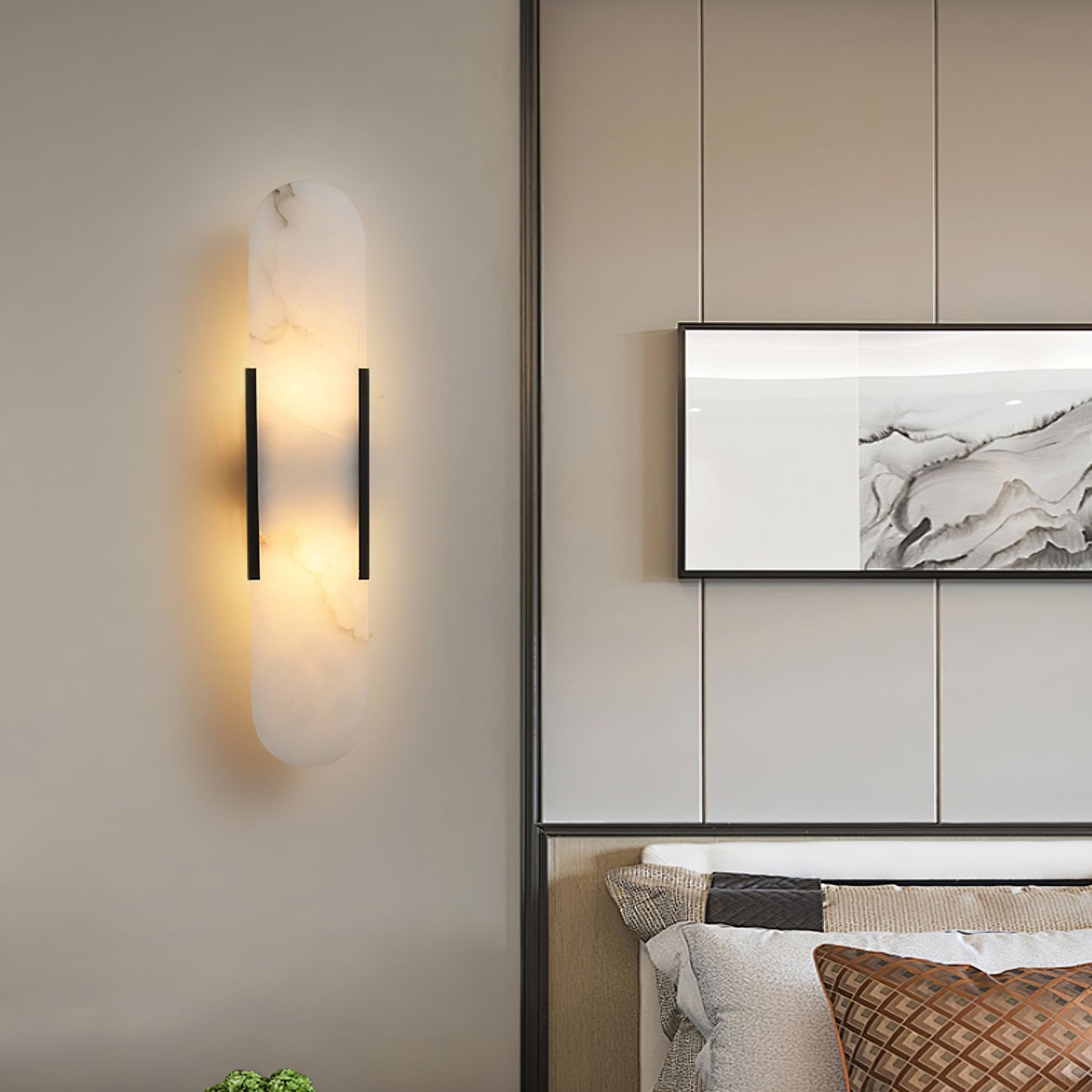 Lights & Brights Vertical Alabaster Stone Wall Sconce – Metal & Stone