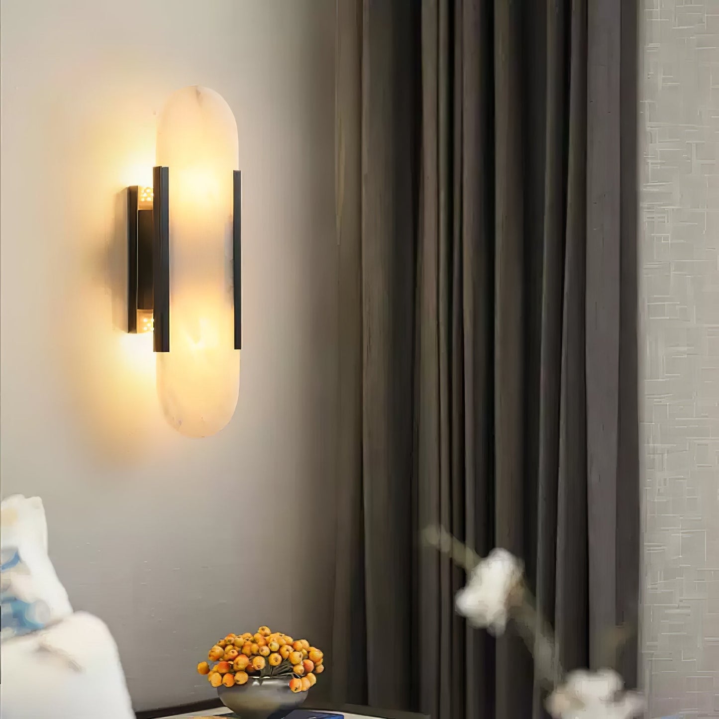 Lights & Brights Vertical Alabaster Stone Wall Sconce – Metal & Stone