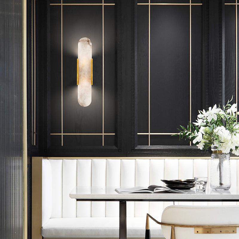 Lights & Brights Vertical Alabaster Stone Wall Sconce – Metal & Stone