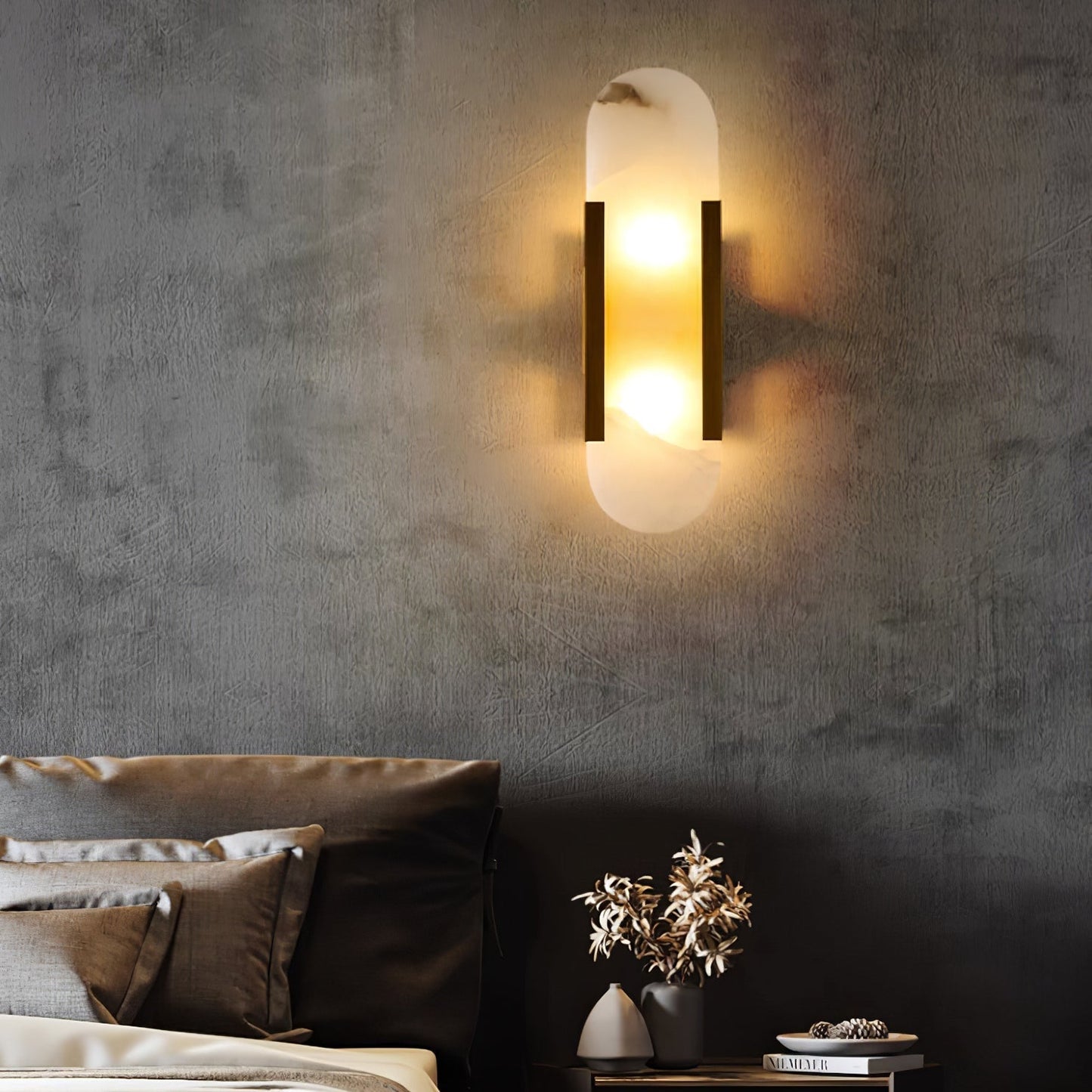 Lights & Brights Vertical Alabaster Stone Wall Sconce – Metal & Stone