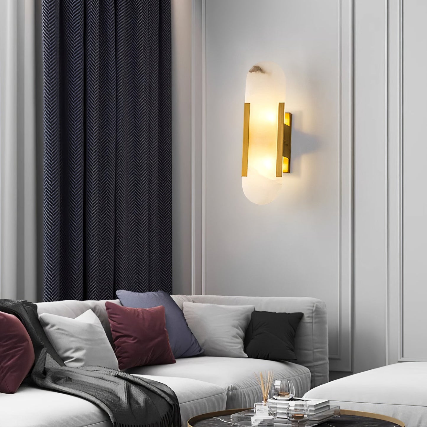 Lights & Brights Vertical Alabaster Stone Wall Sconce – Metal & Stone