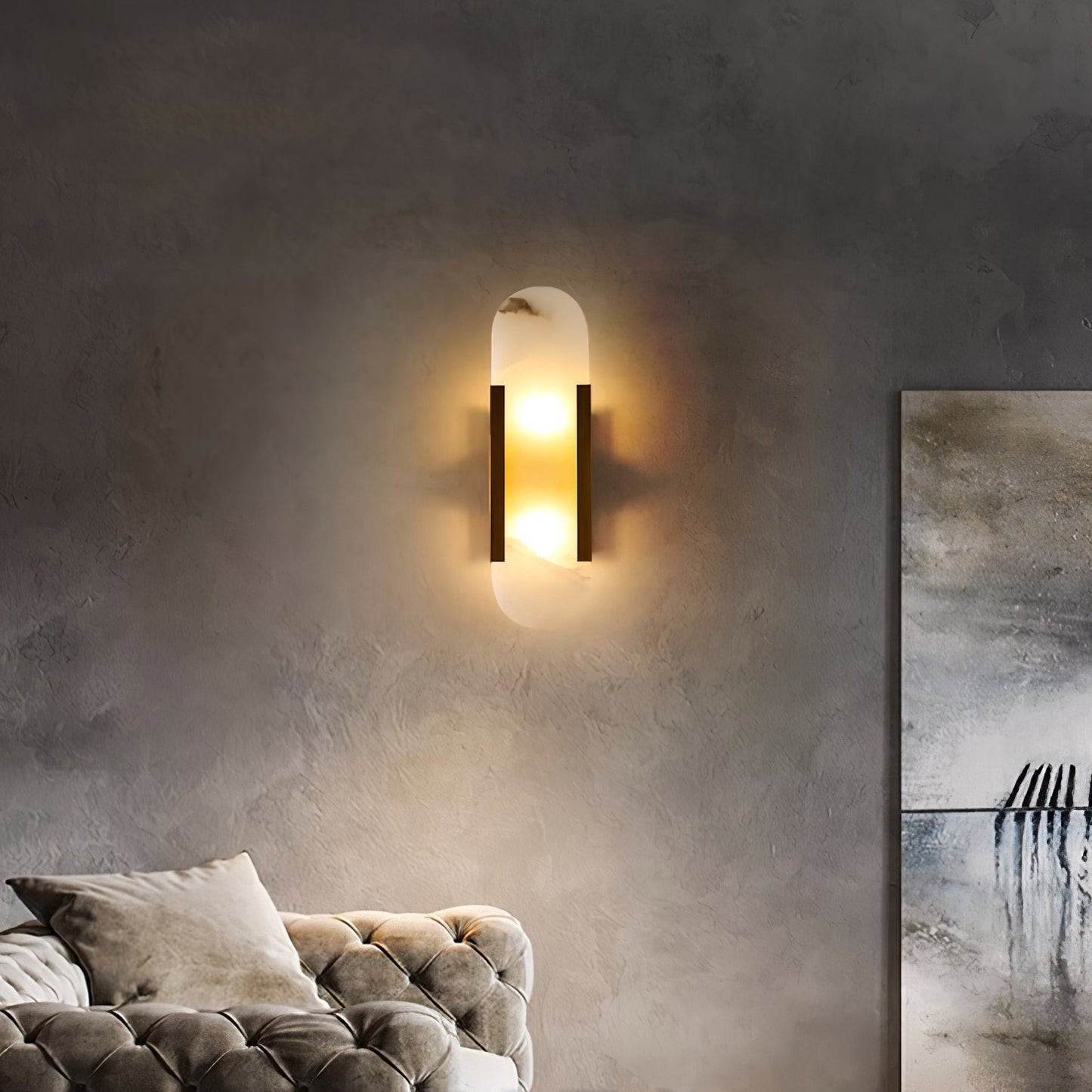 Lights & Brights Vertical Alabaster Stone Wall Sconce – Metal & Stone