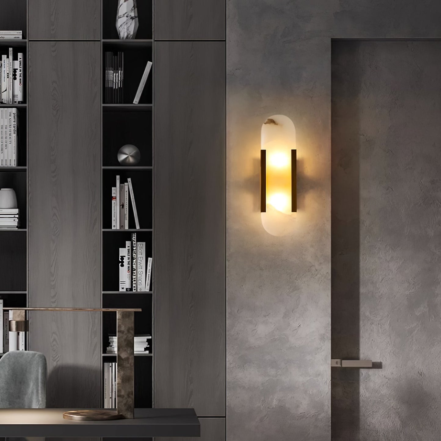 Lights & Brights Vertical Alabaster Stone Wall Sconce – Metal & Stone