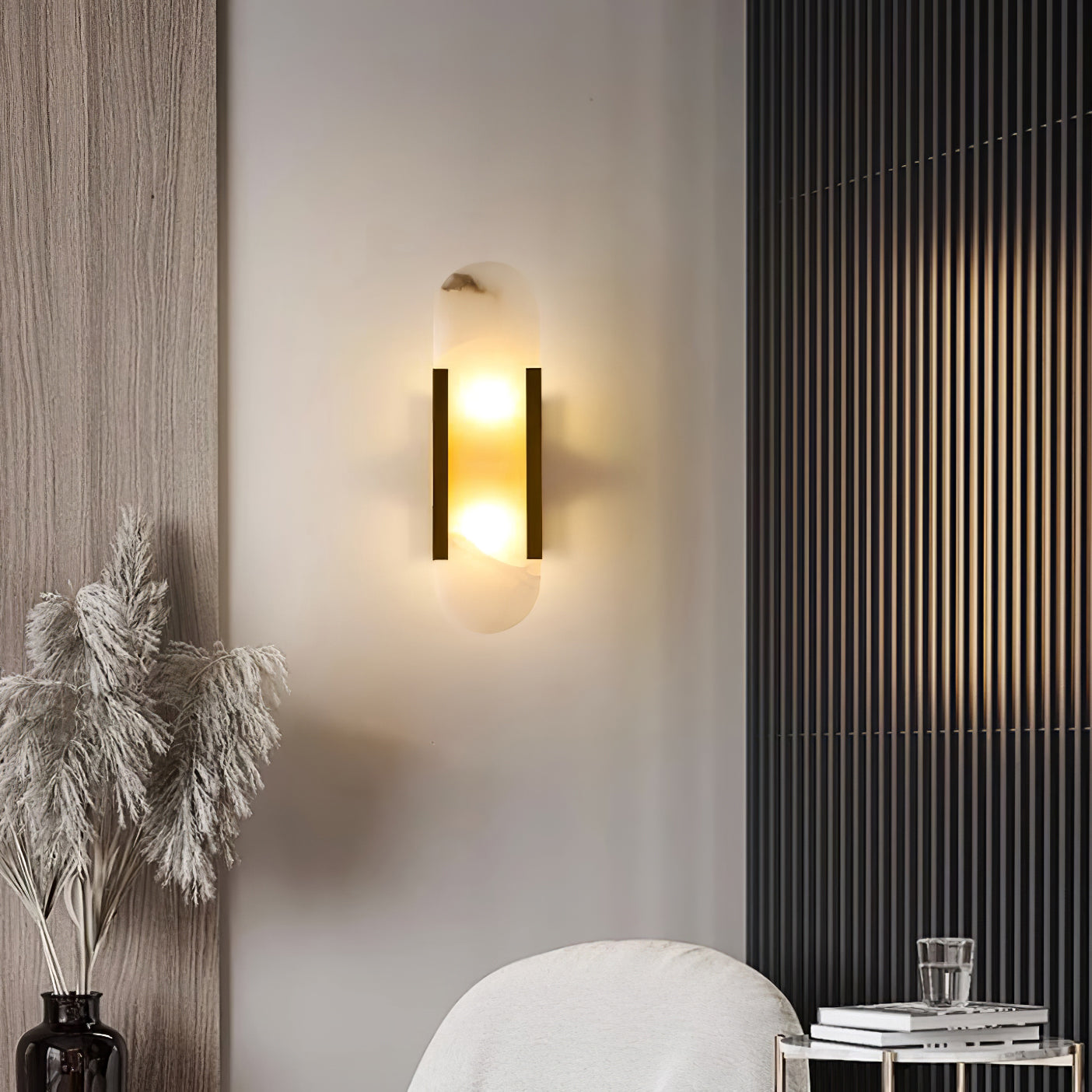 Lights & Brights Vertical Alabaster Stone Wall Sconce – Metal & Stone