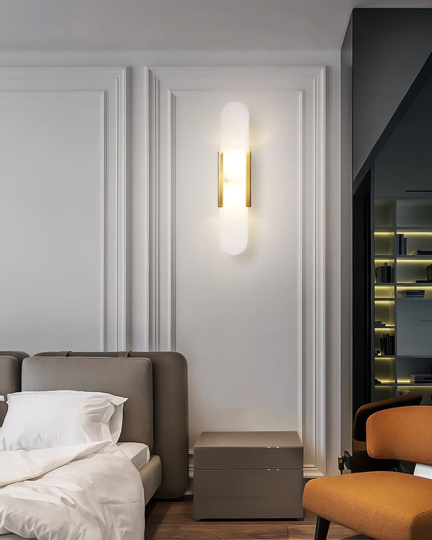 Lights & Brights Vertical Alabaster Stone Wall Sconce – Metal & Stone