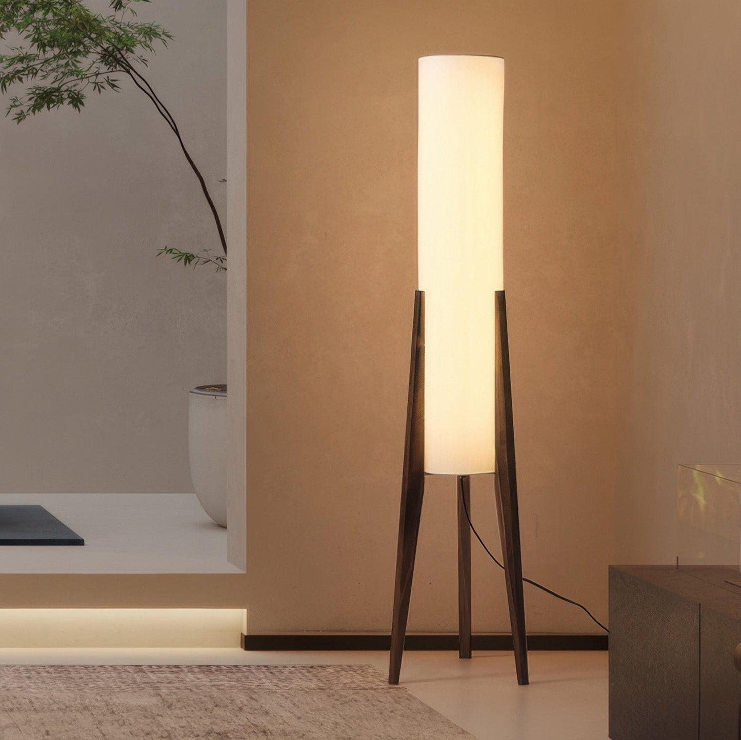 Lights & Brights Mid-Century Modern Floor Lamp – Walnut & Fabric