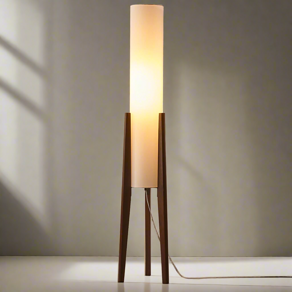 Lights & Brights Mid-Century Modern Floor Lamp – Walnut & Fabric