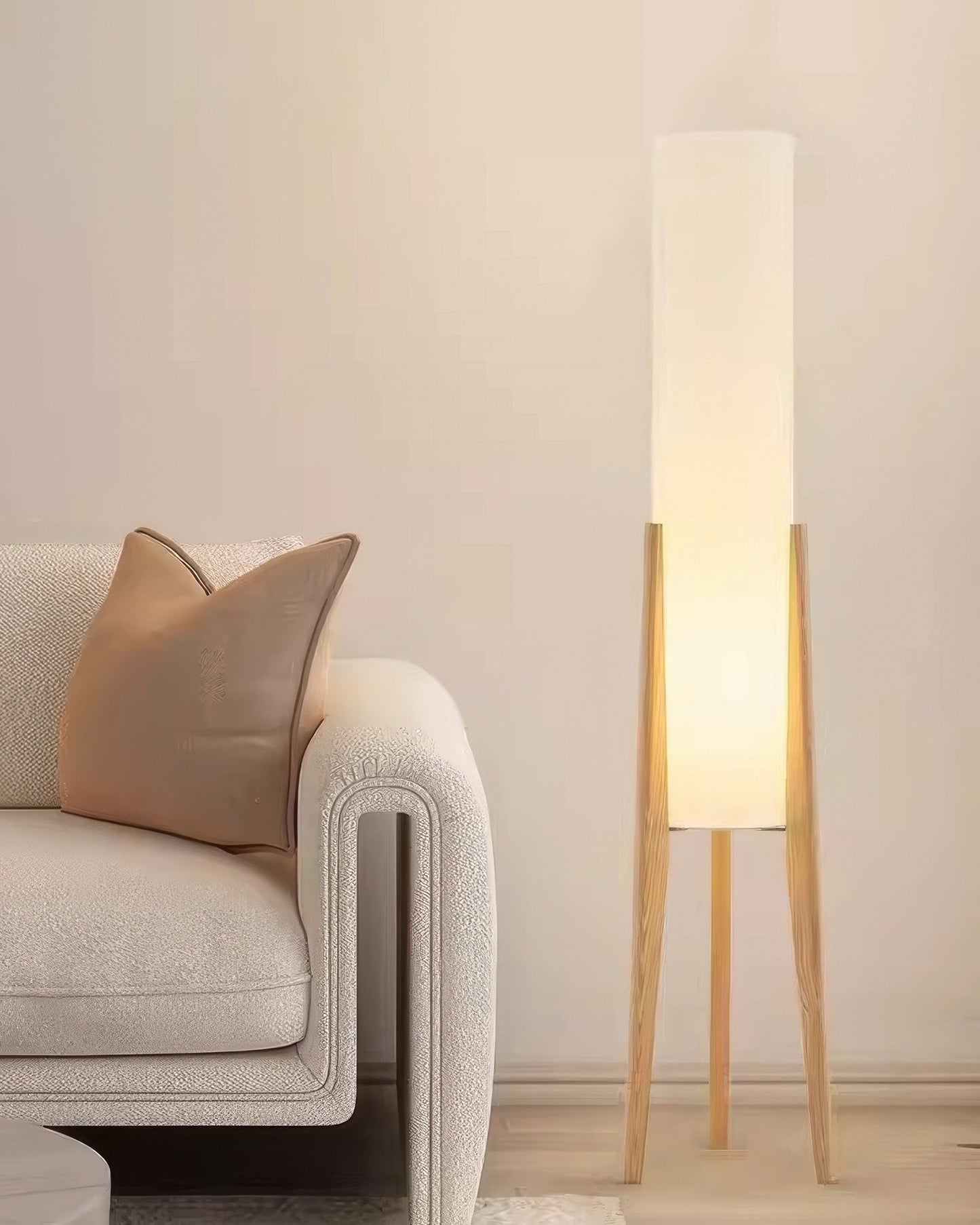 Lights & Brights Mid-Century Modern Floor Lamp – Walnut & Fabric