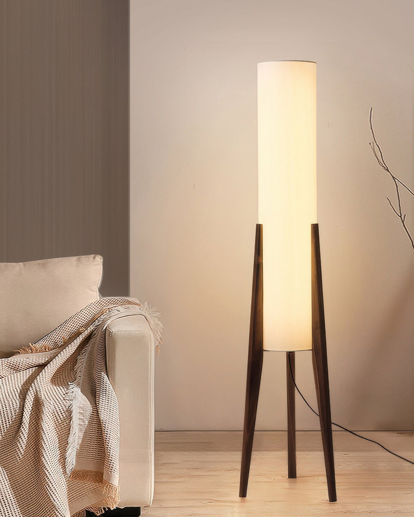 Lights & Brights Mid-Century Modern Floor Lamp – Walnut & Fabric