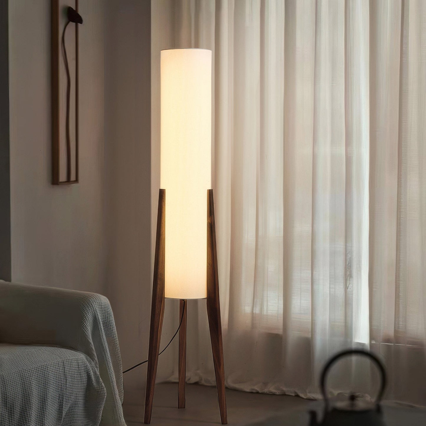 Lights & Brights Mid-Century Modern Floor Lamp – Walnut & Fabric