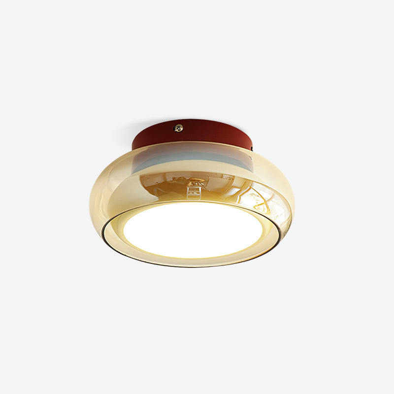 Lights & Brights Luxe Cognac Glass Flush Ceiling Light – Metal & Glass