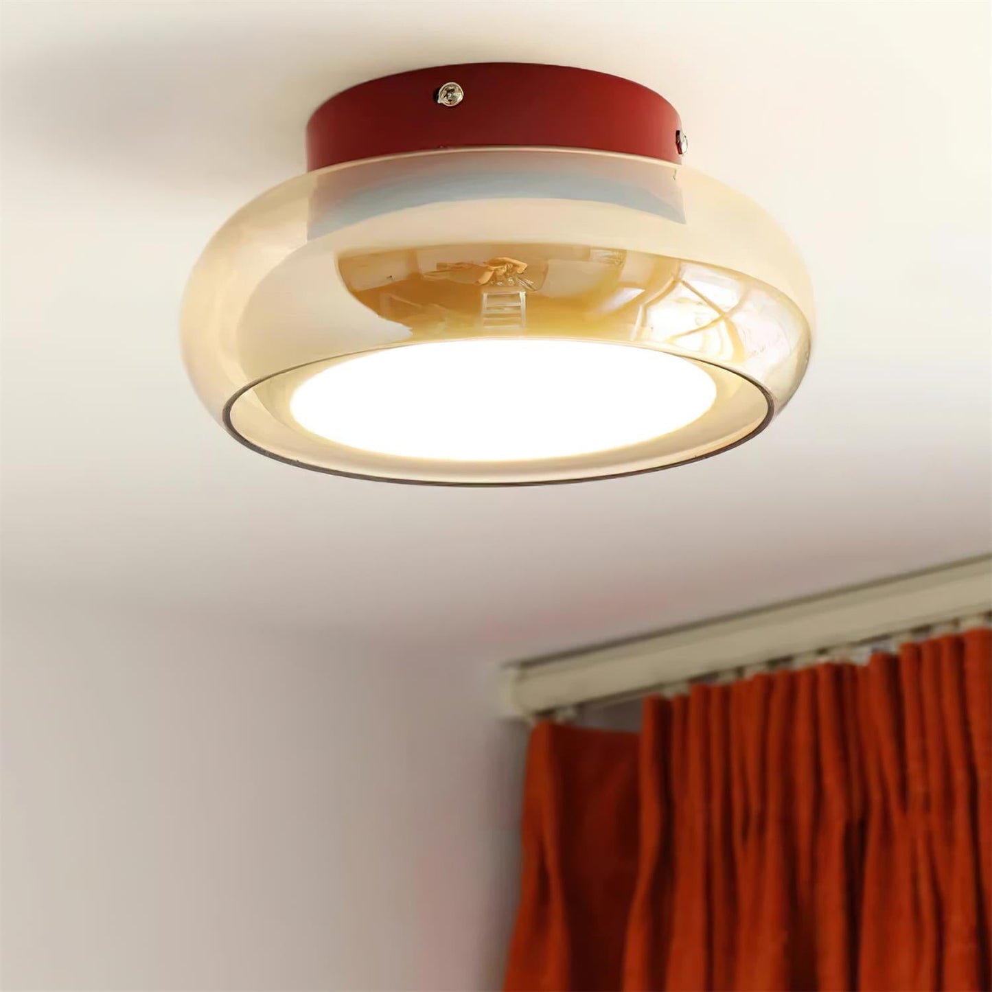 Lights & Brights Luxe Cognac Glass Flush Ceiling Light – Metal & Glass