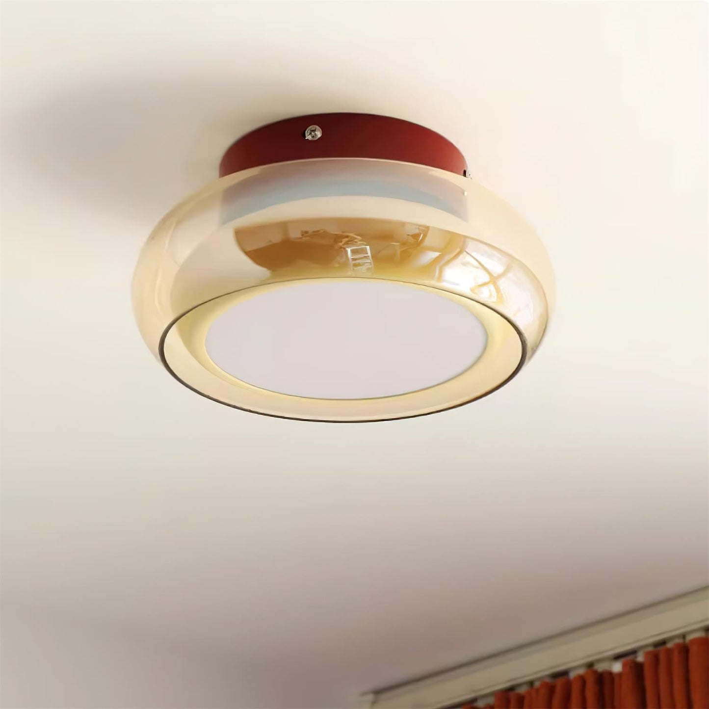Lights & Brights Luxe Cognac Glass Flush Ceiling Light – Metal & Glass