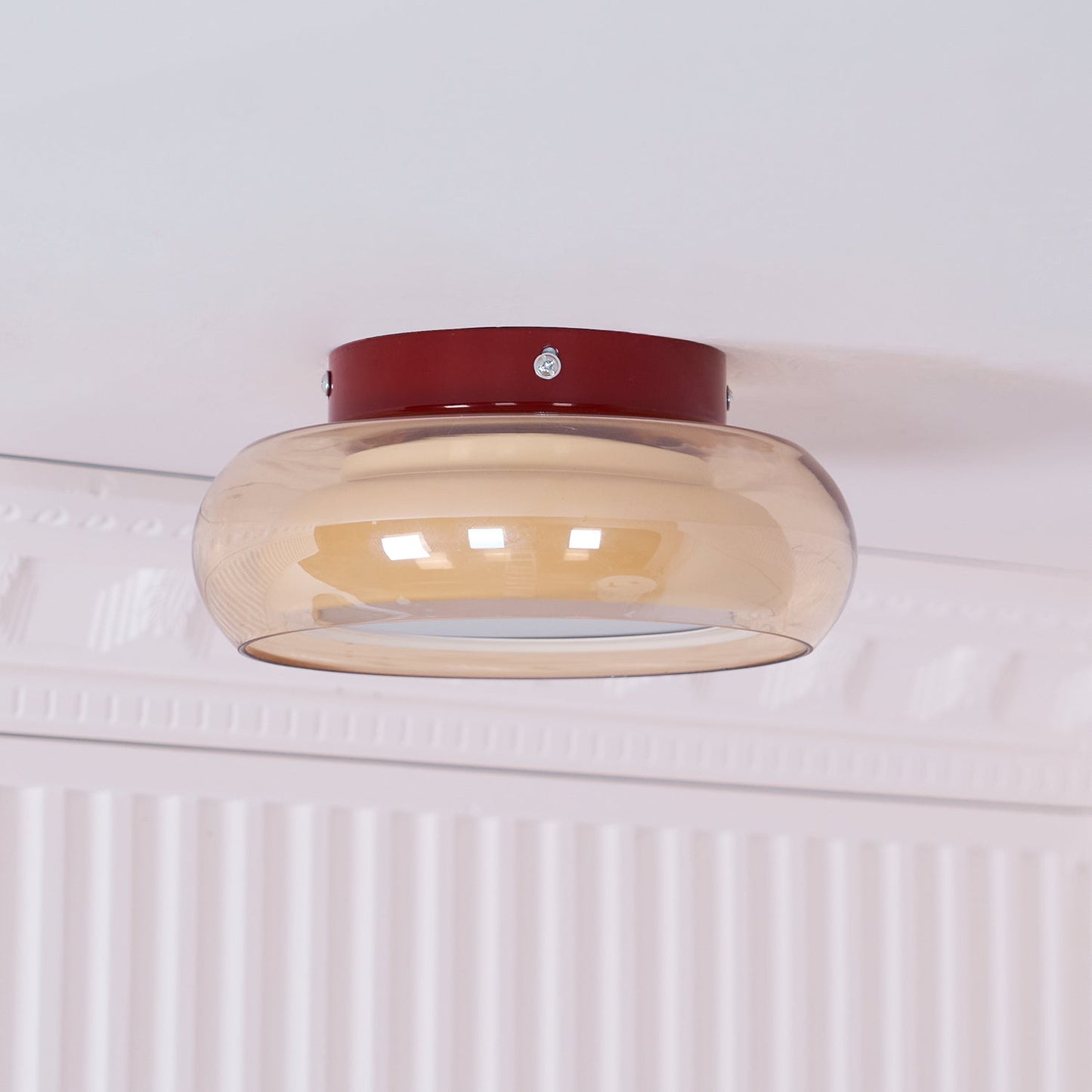 Lights & Brights Luxe Cognac Glass Flush Ceiling Light – Metal & Glass