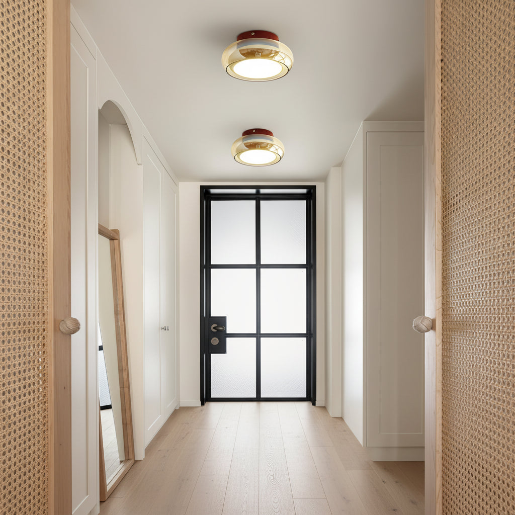 Lights & Brights Luxe Cognac Glass Flush Ceiling Light – Metal & Glass
