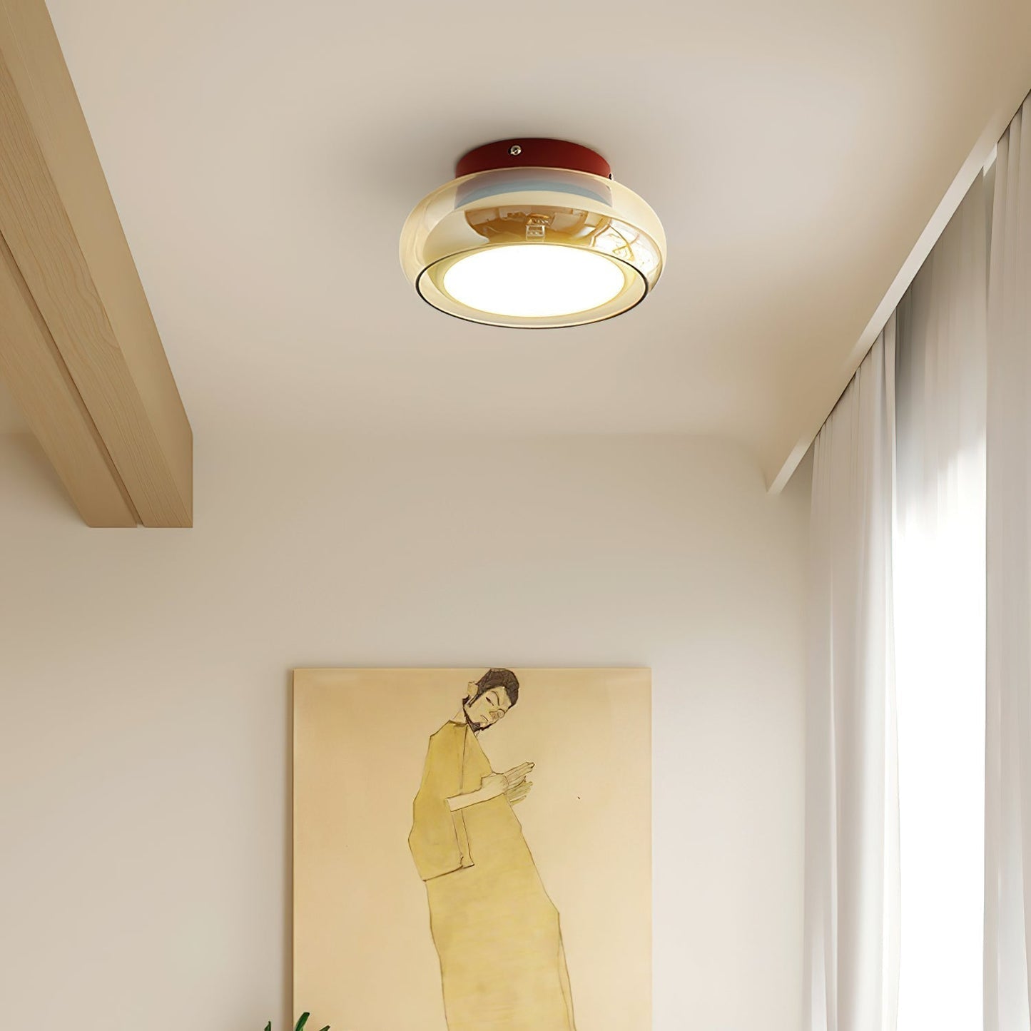 Lights & Brights Luxe Cognac Glass Flush Ceiling Light – Metal & Glass