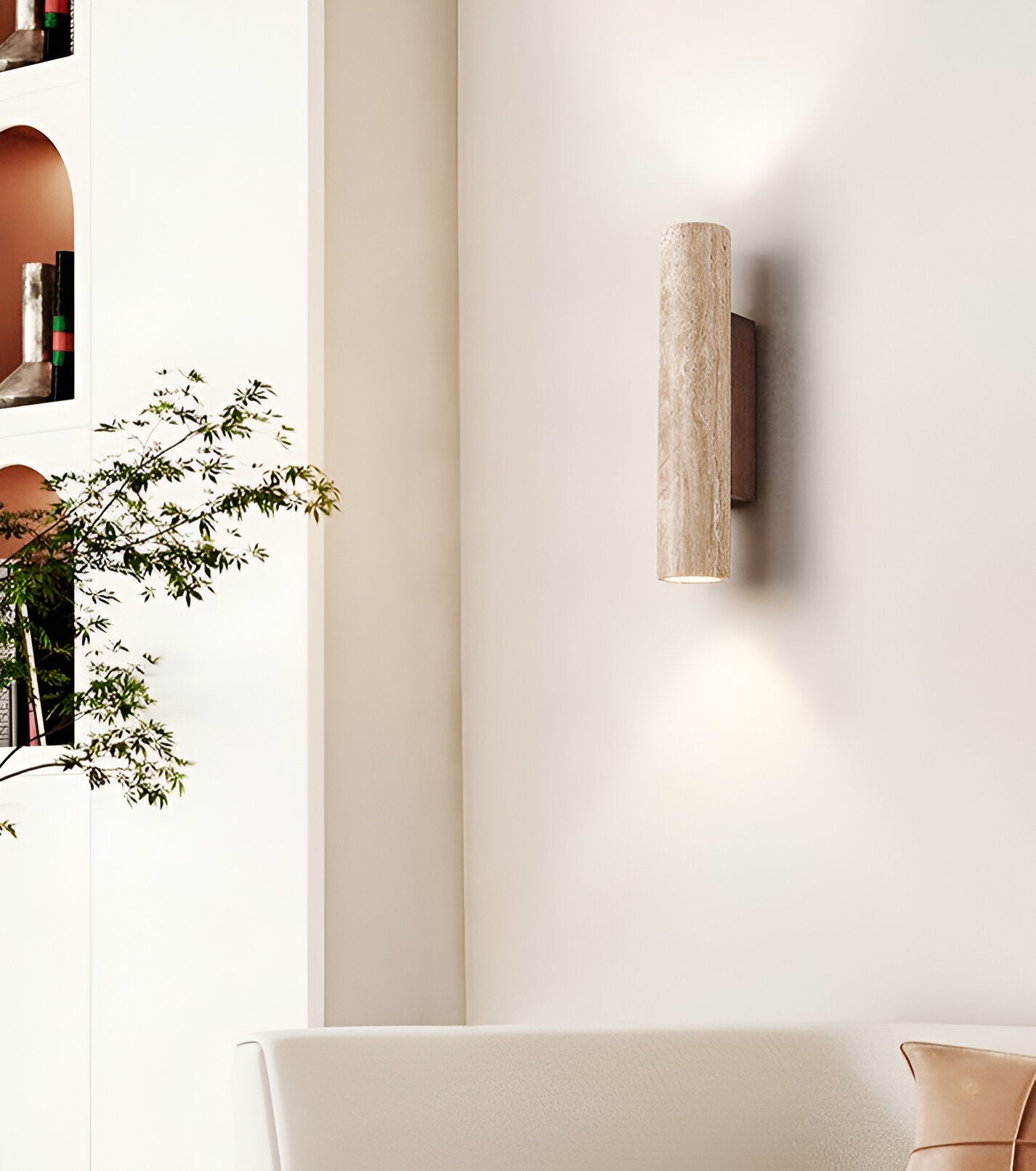 Lights & Brights Japandi Travertine Stone Wall Light – Up & Down