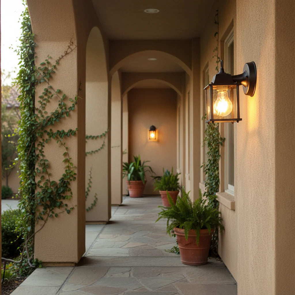 Lights & Brights Retro Outdoor LED Wall Lantern – Metal & Glass