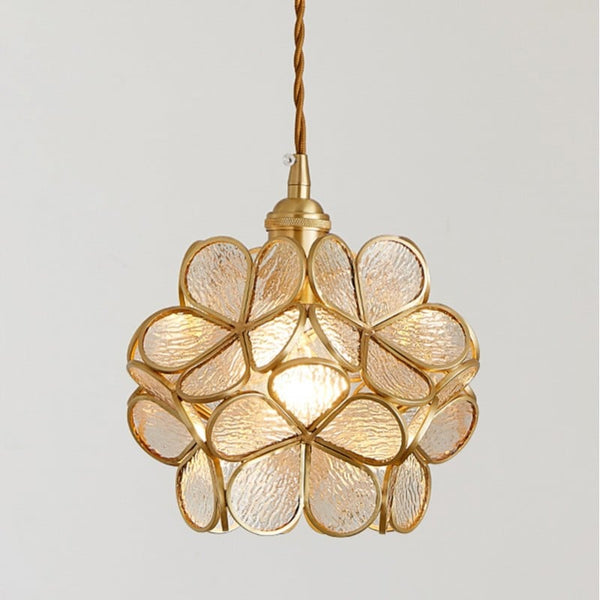 Lights & Brights Retro Floral Glass Pendant Light – Glass & Brass