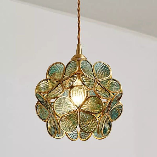 Lights & Brights Retro Floral Glass Pendant Light – Glass & Brass
