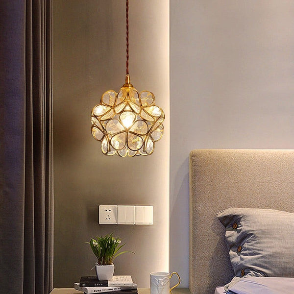 Lights & Brights Retro Floral Glass Pendant Light – Glass & Brass